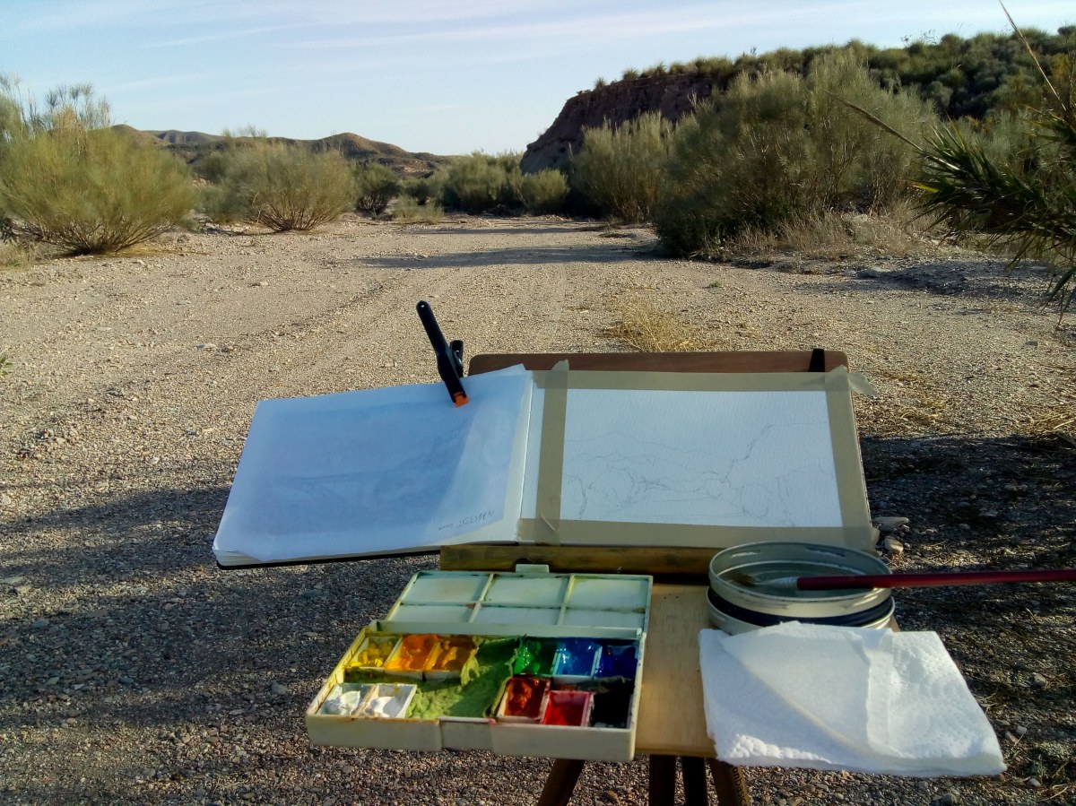 Plein air painting easel for watercolor